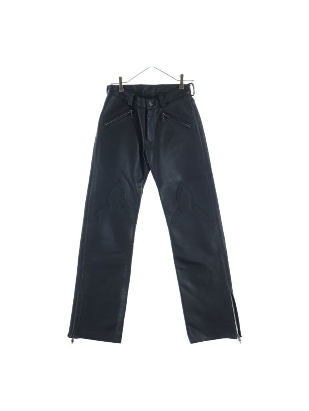 Chrome Hearts Fleurknee Lthr Pants Hem Daga Zip Flareani Leather Long